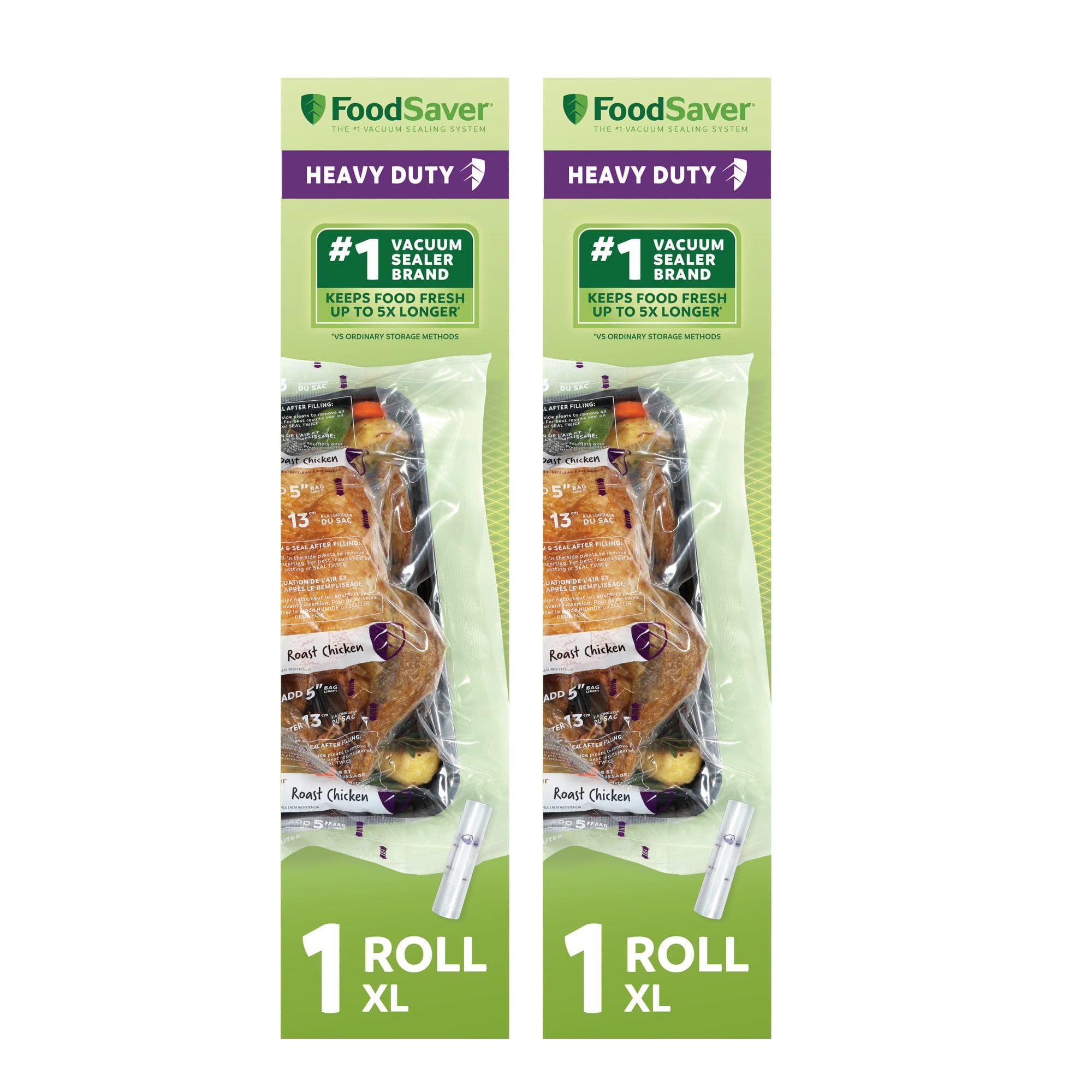 FoodSaver 2 Pack Heavy Duty Vacuum Sealer Rolls, XL 11" x 16', Expands to 14"