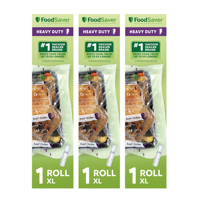 FoodSaver 3 Pack Heavy Duty Vacuum Sealer Rolls, XL 11" x 16', Expands to 14" - VMInnovations