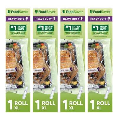 FoodSaver 4 Pack Heavy Duty Vacuum Sealer Rolls, XL 11" x 16', Expands to 14" - VMInnovations