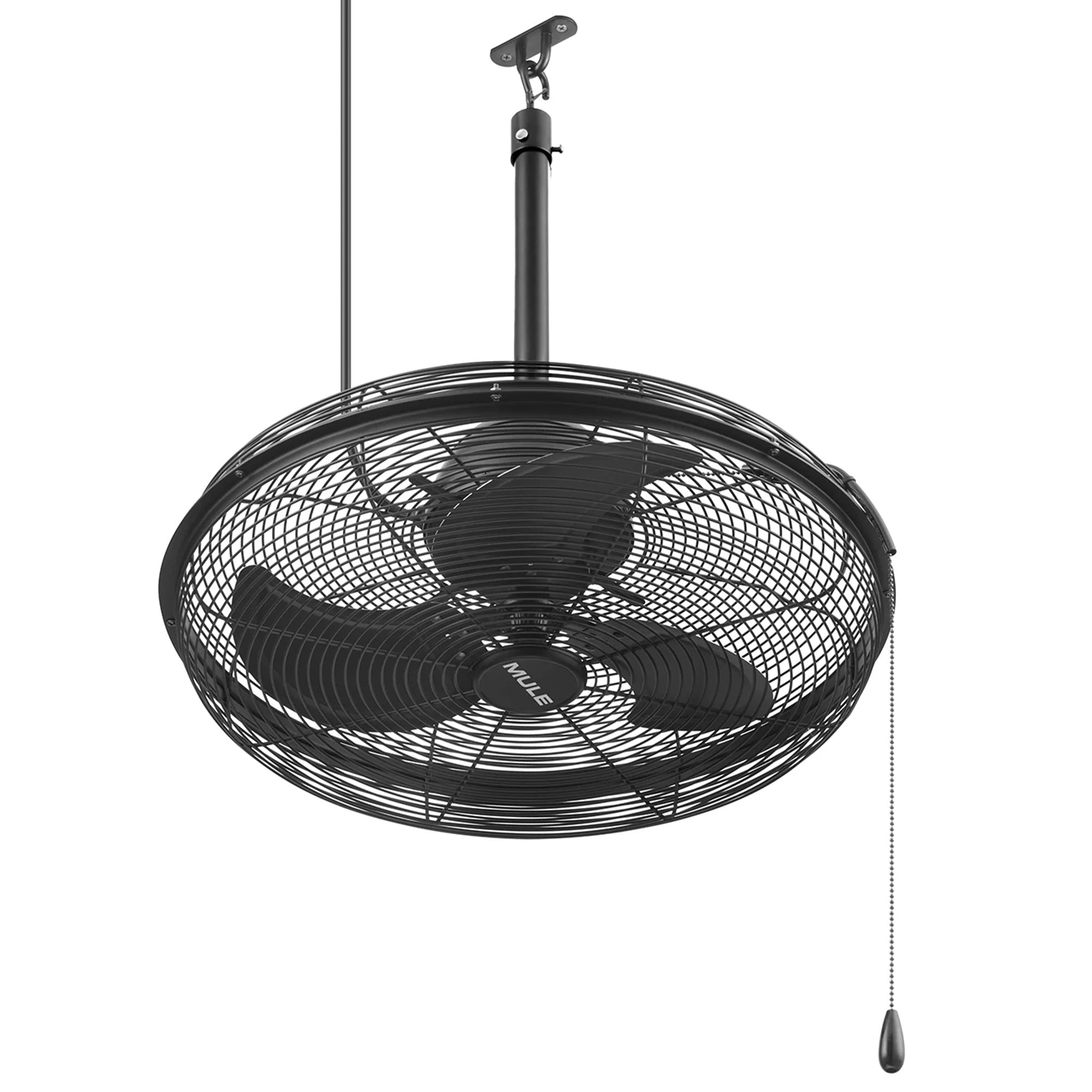 Mule 20 Inch Swag Plug-In Ceiling Fan with Pull Chain for Outdoor, Matte Black