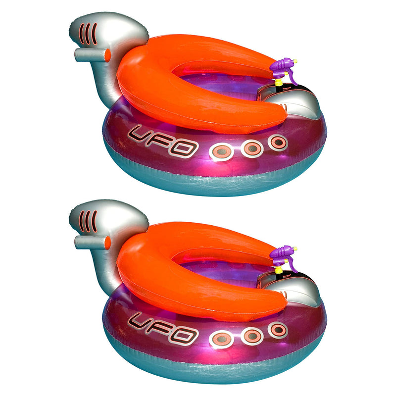 Swimline Inflatable UFO Lounge Chair Swimming Pool Float w/Squirt Gun (2 Pack) - VMInnovations