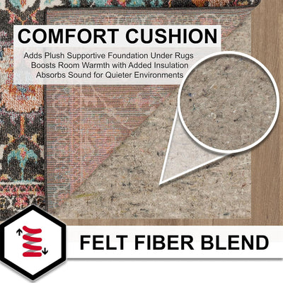 Mohawk Home 12' x 9' Rectangular Rug Pad, 1/4" Thick with Latex Rubber Gripper