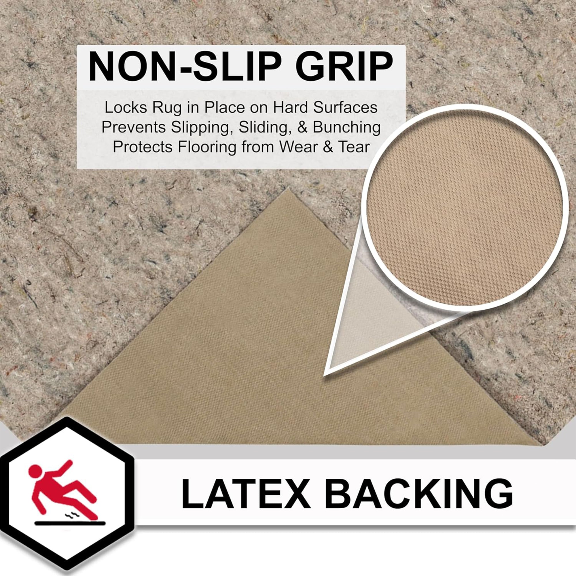 Mohawk Home 6' x 9' Rectangular Rug Pad, 3/8" Thick, Latex Rubber Gripper