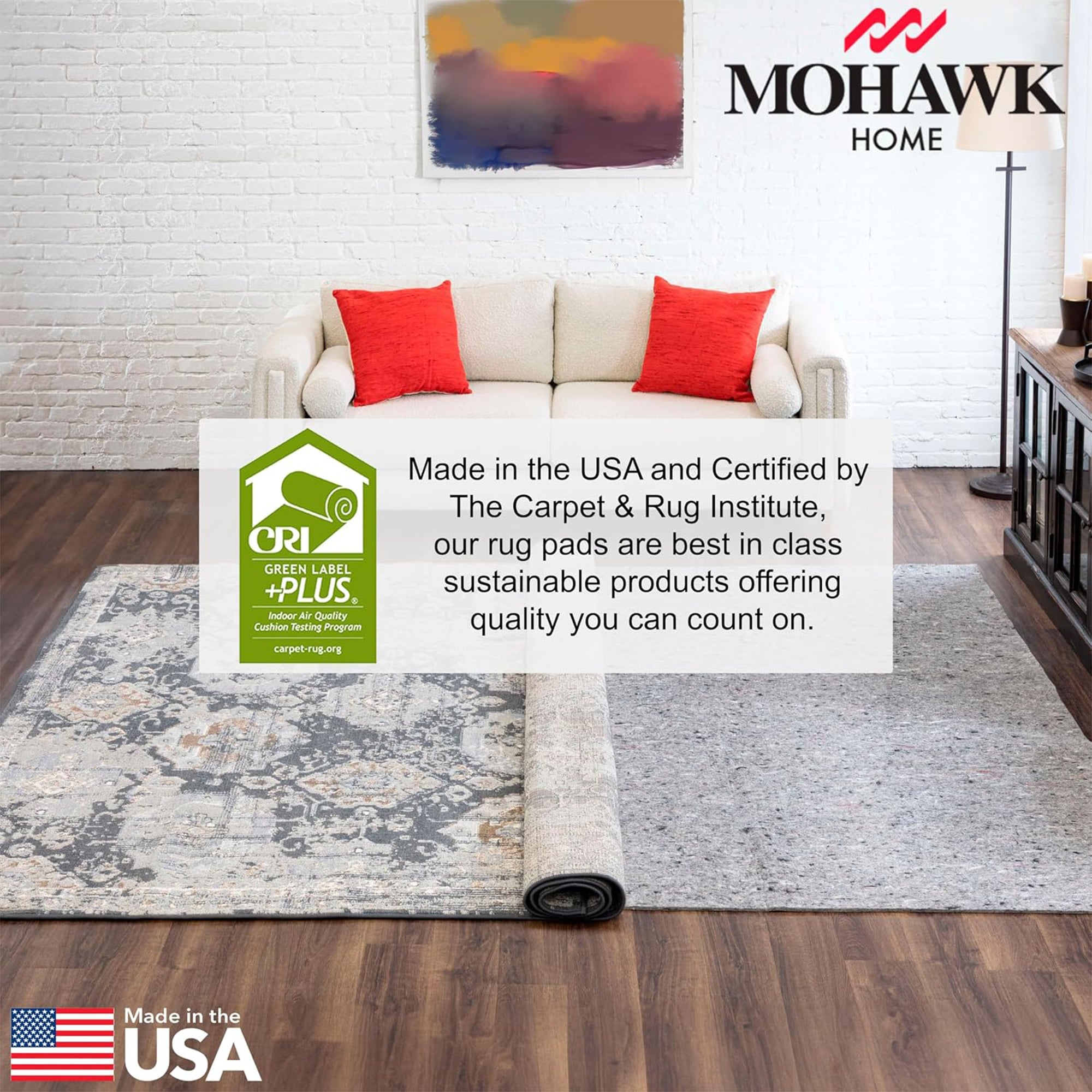 Mohawk Home 6' x 9' Rectangular Rug Pad, 3/8" Thick, Latex Rubber Gripper