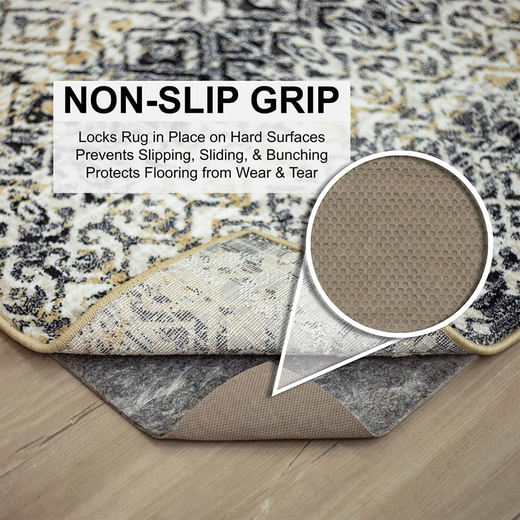 Mohawk Home 12' x 2' Rectangular Rug Pad, 3/8" Thick with Latex Rubber Gripper