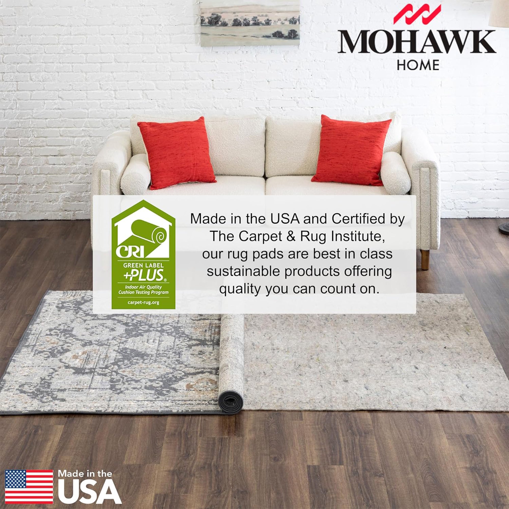 Mohawk Home 6' Round Rug Pad, 1/4" Thick Felt with Latex Rubber Gripper, Grey