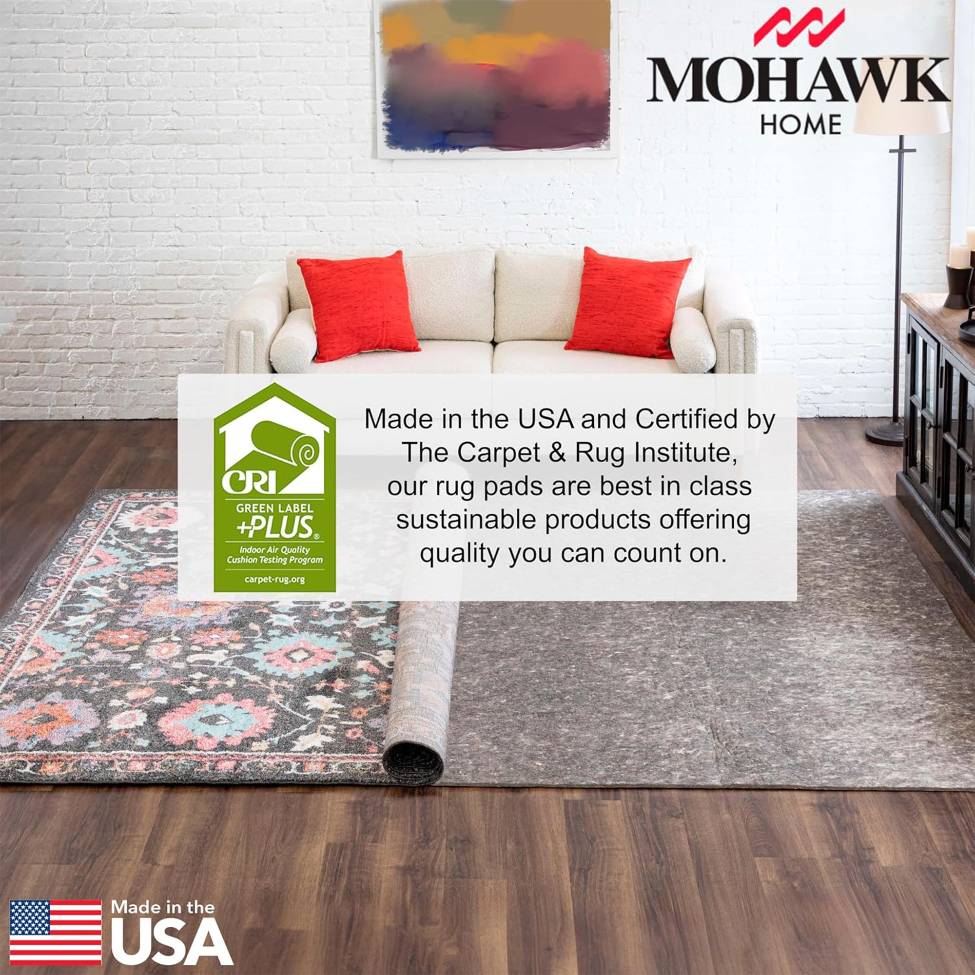 Mohawk Home 2' x 3' Rectangular Rug Pad, 1/2" Thick with Latex Rubber Gripper