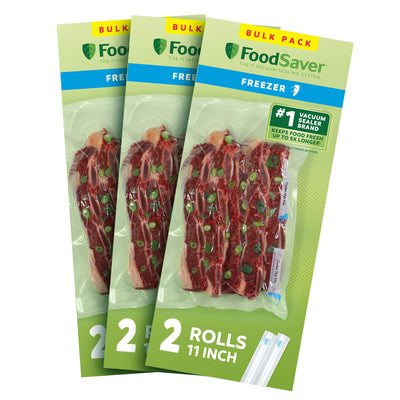 FoodSaver 6 Pack Vacuum Sealer Rolls, 11"x12.5' Rolls, Custom Size Freezer Bags
