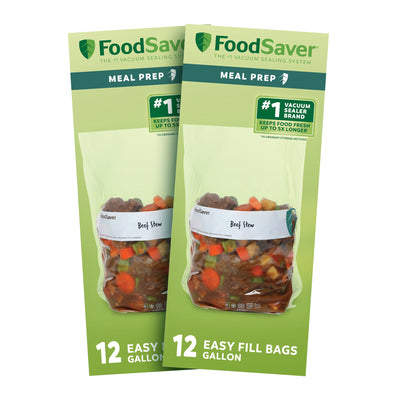 FoodSaver 24 Pack Easy Fill 1-Gallon Vacuum Sealer Bags w/ Free-Standing Design - VMInnovations