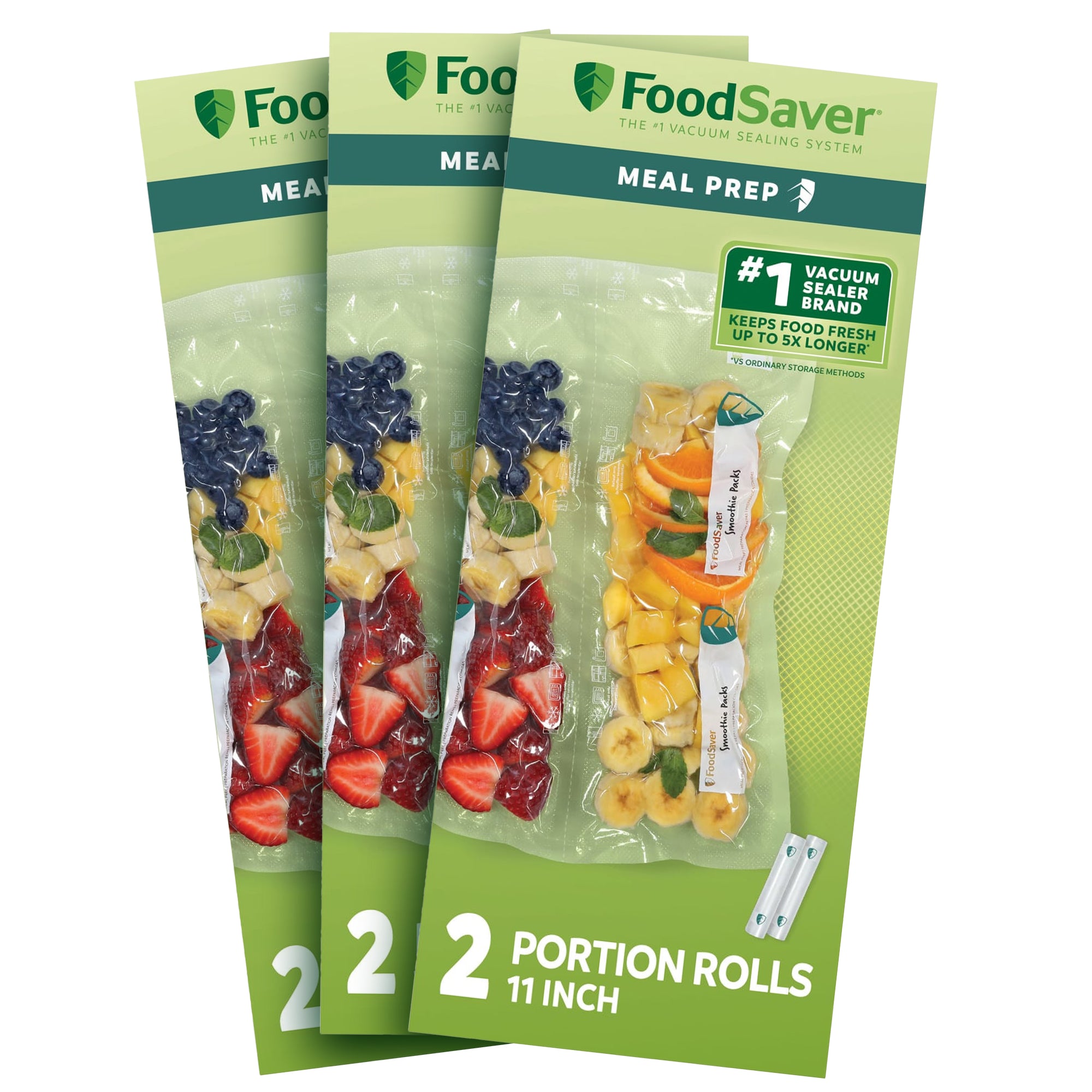 FoodSaver 2 Pack Vacuum Sealer Rolls, Custom Size Freezer Bags, Food Storage (3 Pack)