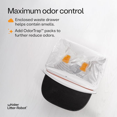 Litter-Robot EVO Bundle by Whisker, Black | Automatic Self-Cleaning Cat Litter Box, Compact Space-Saving Design, Advanced Odor Control, Includes Mat and Supply Kit