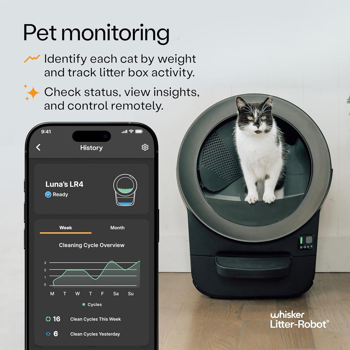 Litter-Robot EVO Bundle by Whisker, Black | Automatic Self-Cleaning Cat Litter Box, Compact Space-Saving Design, Advanced Odor Control, Includes Mat and Supply Kit