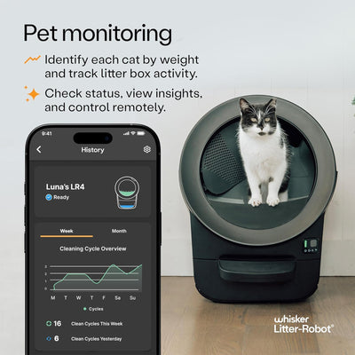 Litter-Robot EVO Bundle by Whisker, Black | Automatic Self-Cleaning Cat Litter Box, Compact Space-Saving Design, Advanced Odor Control, Includes Mat and Supply Kit