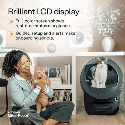 Litter-Robot EVO Bundle by Whisker, Black | Automatic Self-Cleaning Cat Litter Box, Compact Space-Saving Design, Advanced Odor Control, Includes Mat and Supply Kit