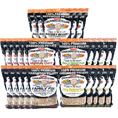 CookinPellets Natural Hardwood BBQ Grill Pellets, 5 Flavor Bundle, 25 3 lb Bags