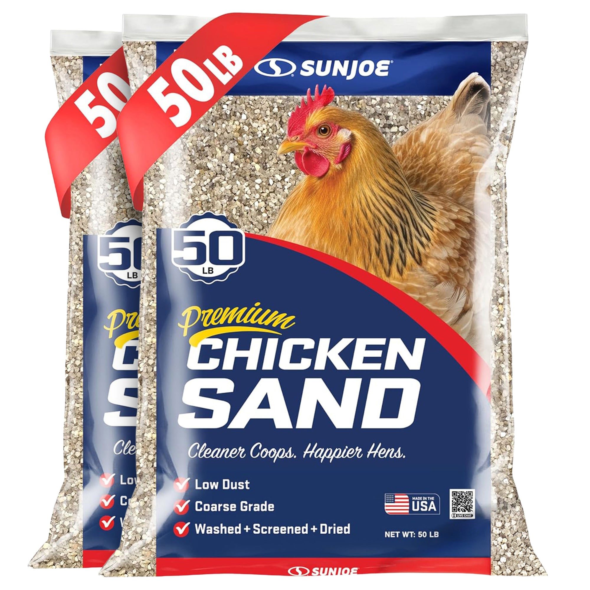 Premium Chicken Coop Sand, Natural Mineral Poultry Bedding, 50 lb Bag, 2 Pack
