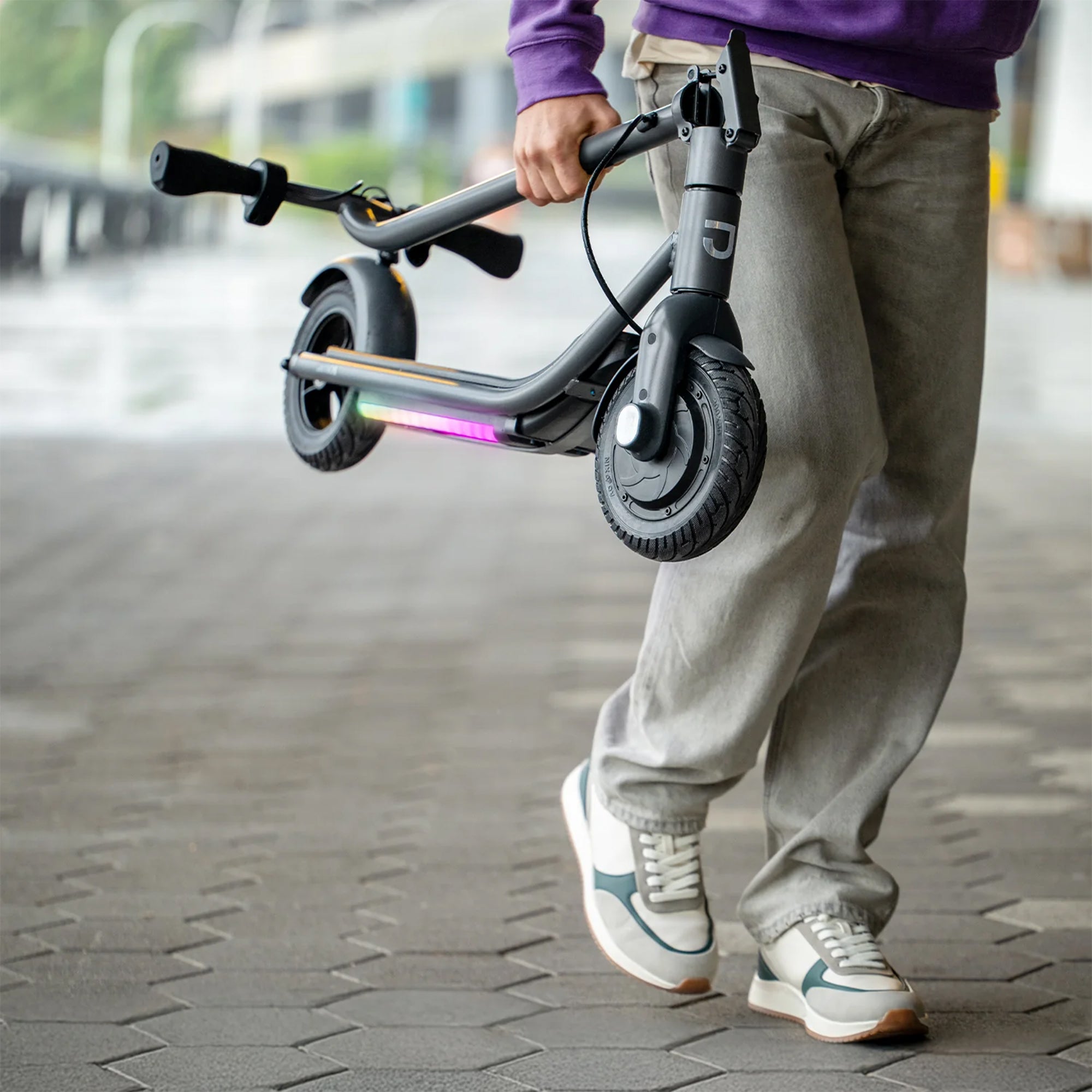 Jetson Loomis Foldable Light-Up Electric Scooter with Bluetooth Speaker, Gray