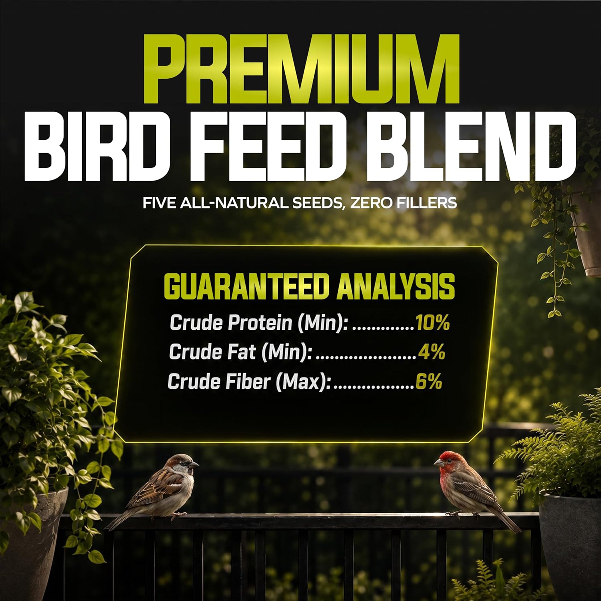 Sun Joe Wild Bird Seed Blend, Supplemental Feed for Backyard Birds, 25 Lb
