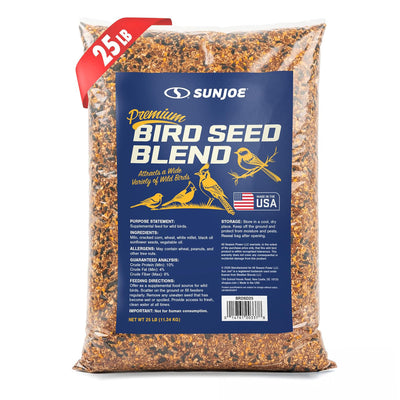 Sun Joe Wild Bird Seed Blend, Supplemental Feed for Backyard Birds, 25 Lb