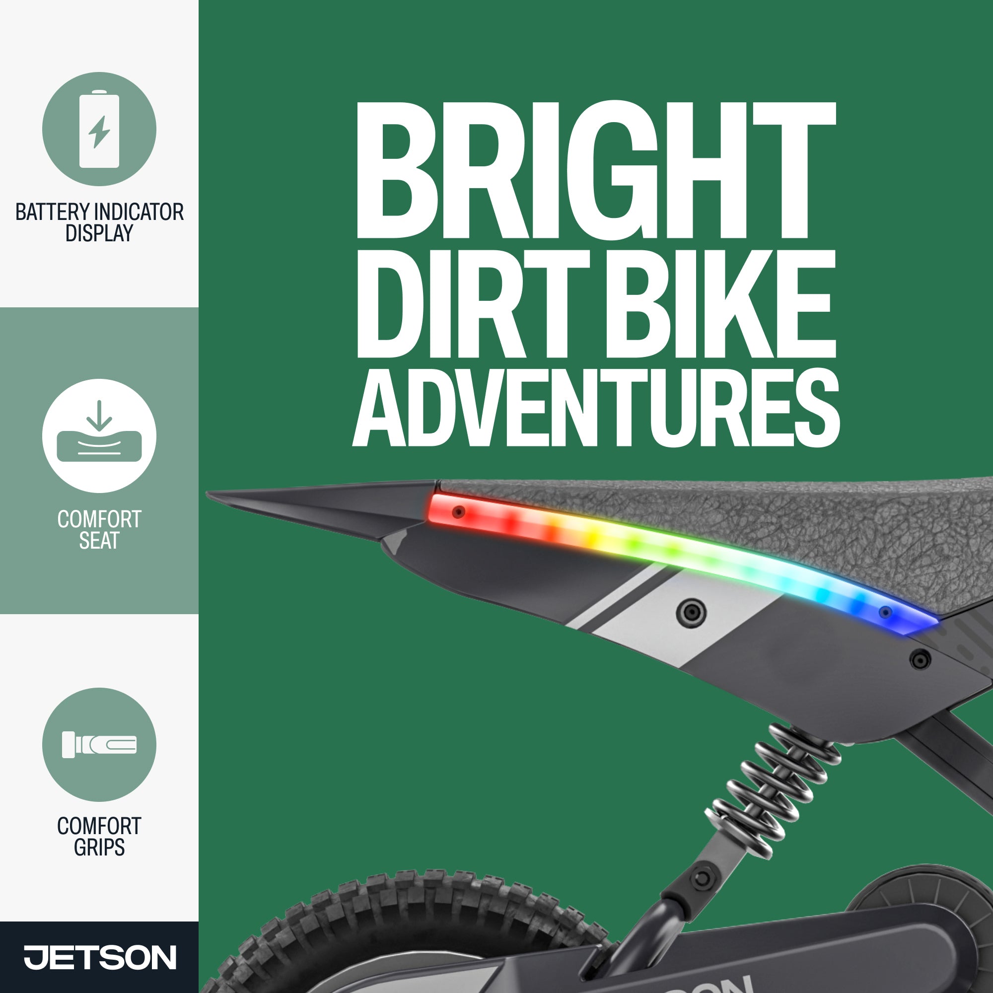 Jetson Horizon Electric Dirt Bike, 12" Off-Road Tires, Up to 14 Mph, Ages 13+