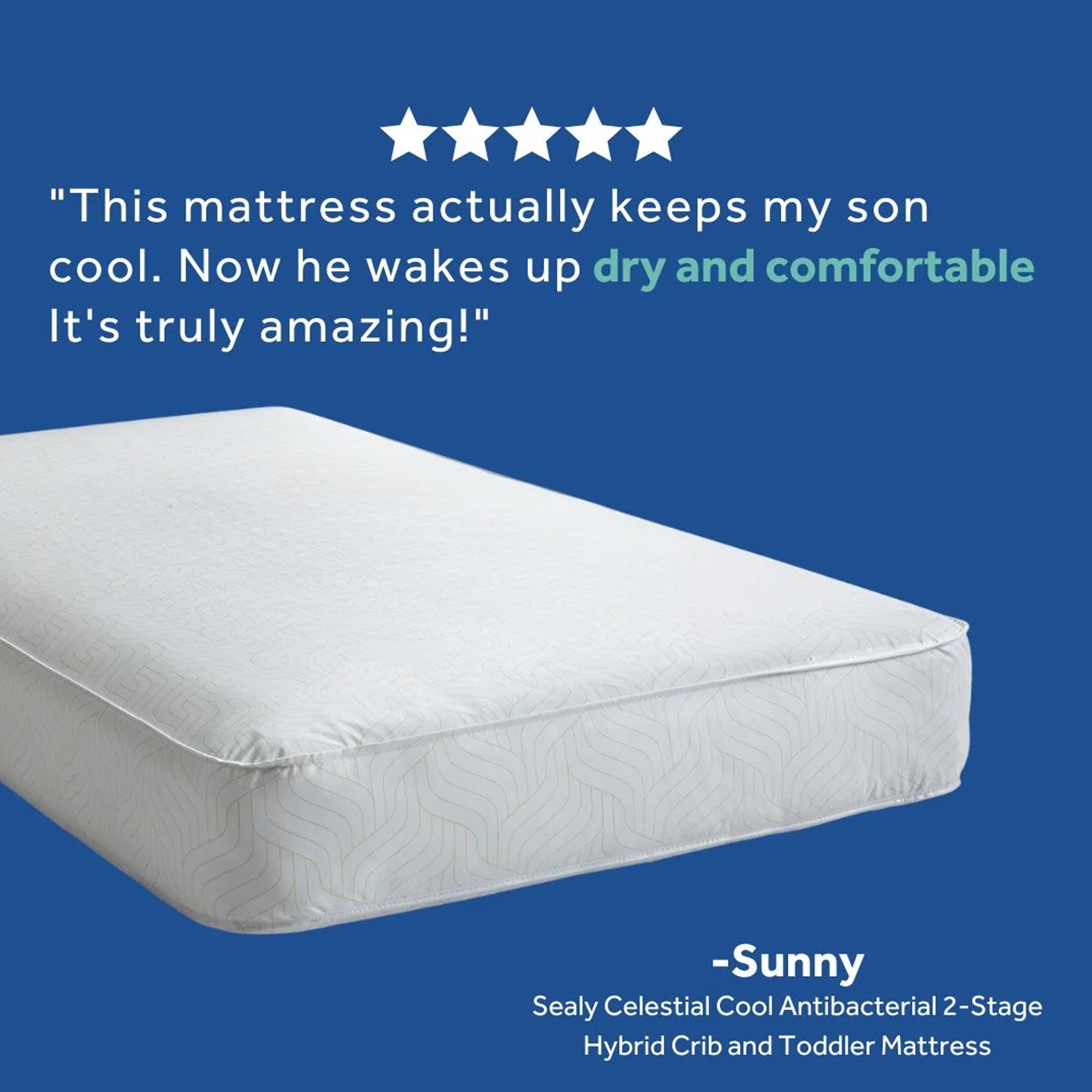 Sealy Baby Celestial Cool 2-Stage Hybrid Crib Mattress, Copper Infused Gel