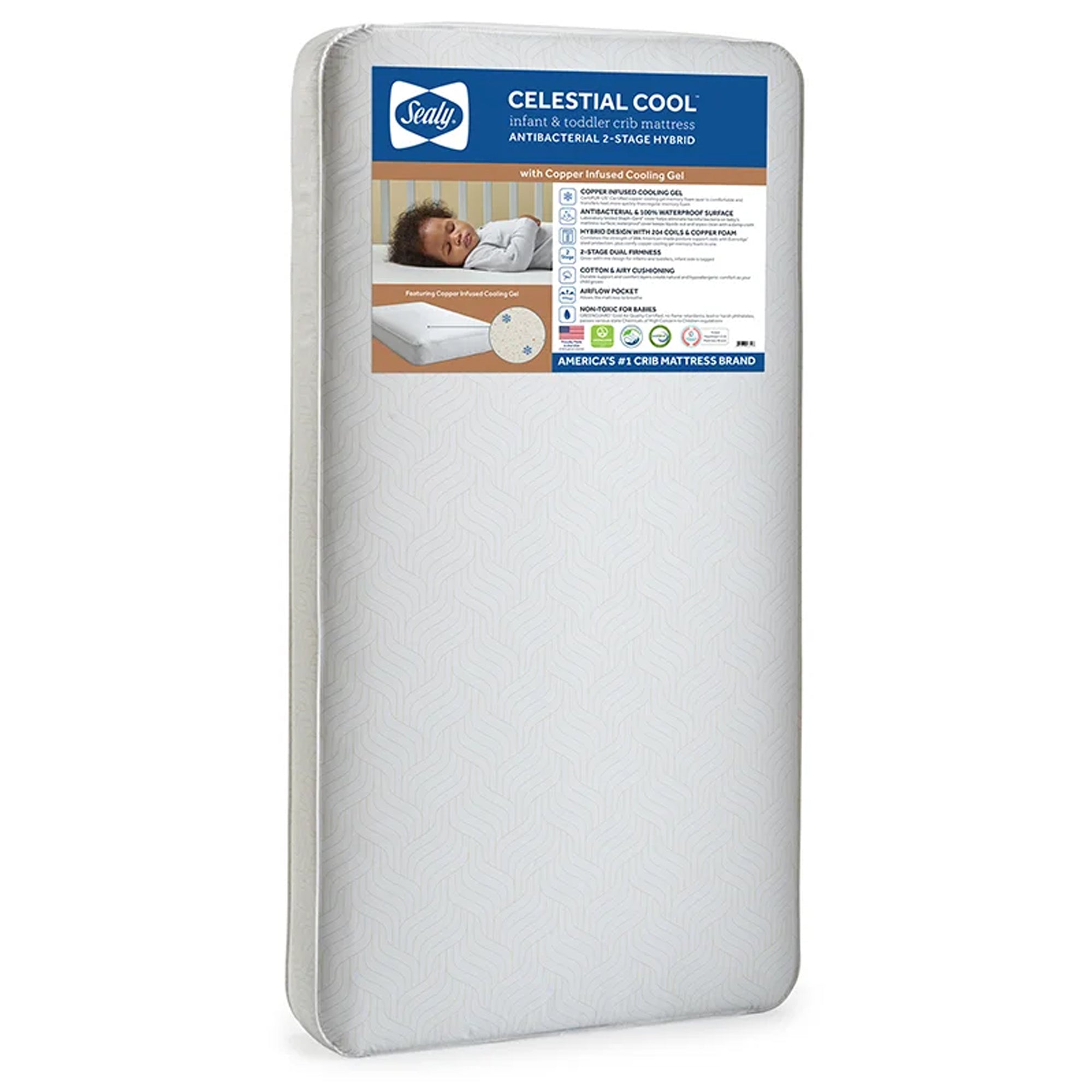 Sealy Baby Celestial Cool 2-Stage Hybrid Crib Mattress, Copper Infused Gel