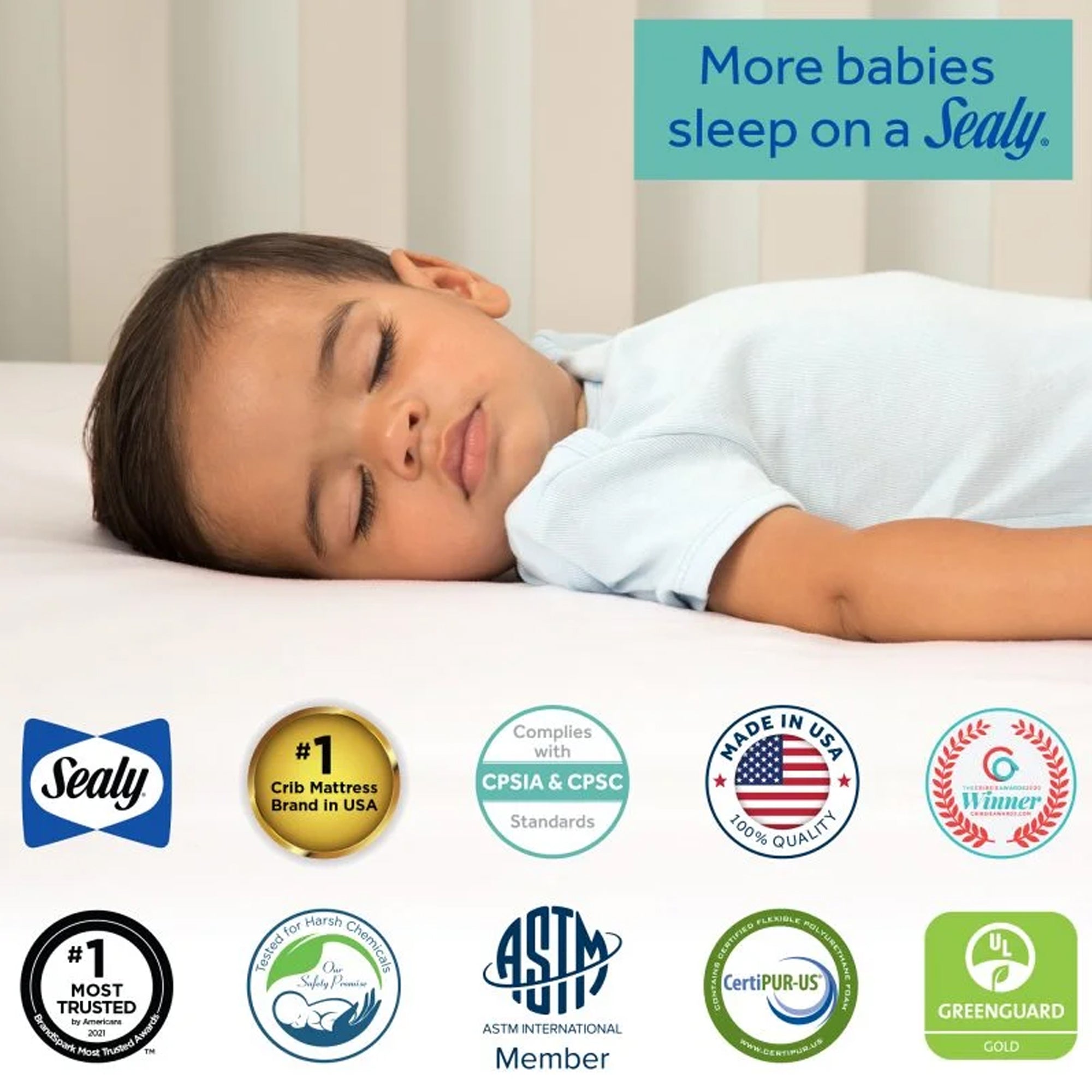 Sealy Baby 2-Cool 2-Stage Cooling Crib Mattress, Cool-Tex Waterproof Cover