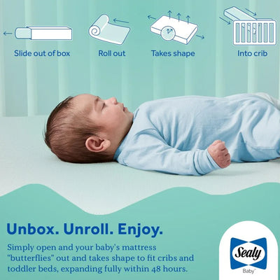 Sealy Baby Infant and Toddler Crib Mattress, Butterfly Knit Foam, 52 x 28 Inch
