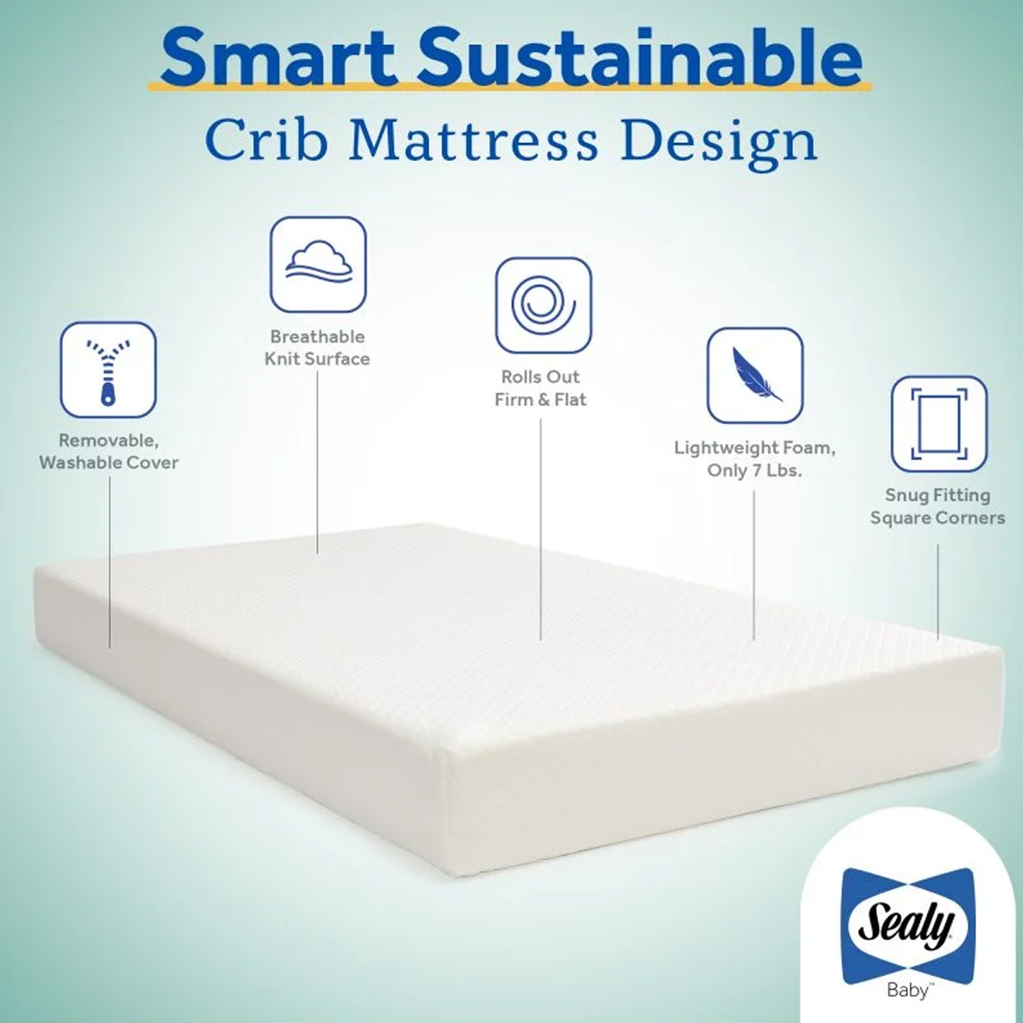 Sealy Baby Infant and Toddler Crib Mattress, Butterfly Knit Foam, 52 x 28 Inch