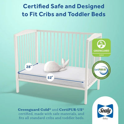 Sealy Baby Infant and Toddler Crib Mattress, Butterfly Knit Foam, 52 x 28 Inch