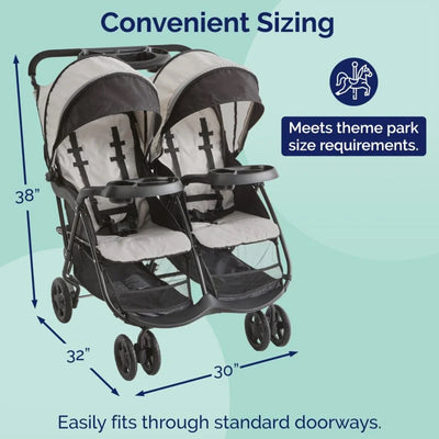 Kolcraft Baby and Toddler Double Stroller, Lightweight, 40 Lb/Seat, Slate Gray