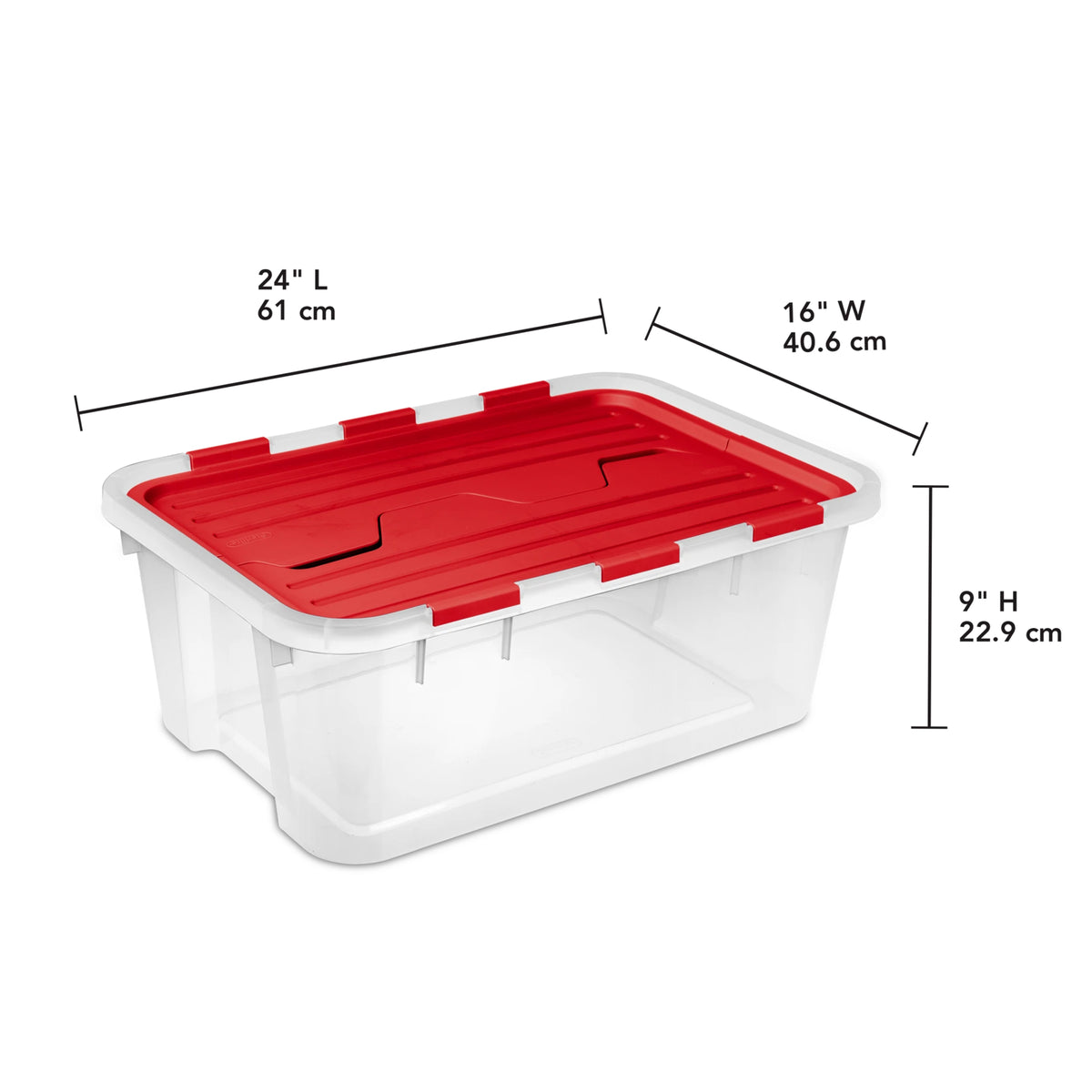 Sterilite 6 Pack 40 Qt Hinged Lid Ornament Storage Box with Dividers, Rocket Red