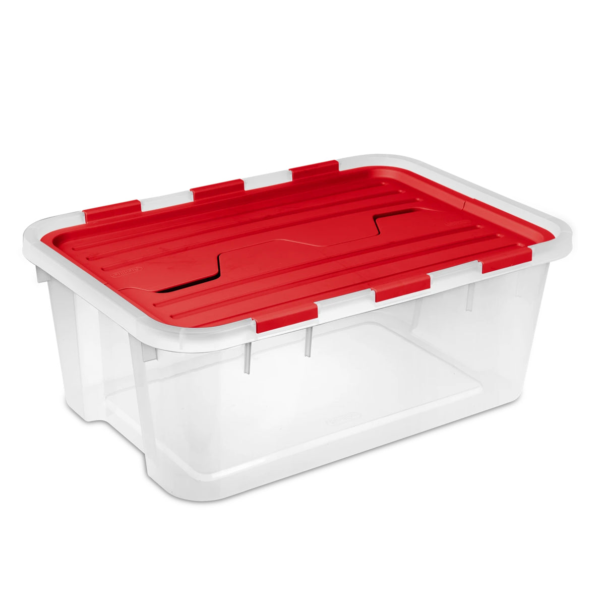 Sterilite 6 Pack 40 Qt Hinged Lid Ornament Storage Box with Dividers, Rocket Red
