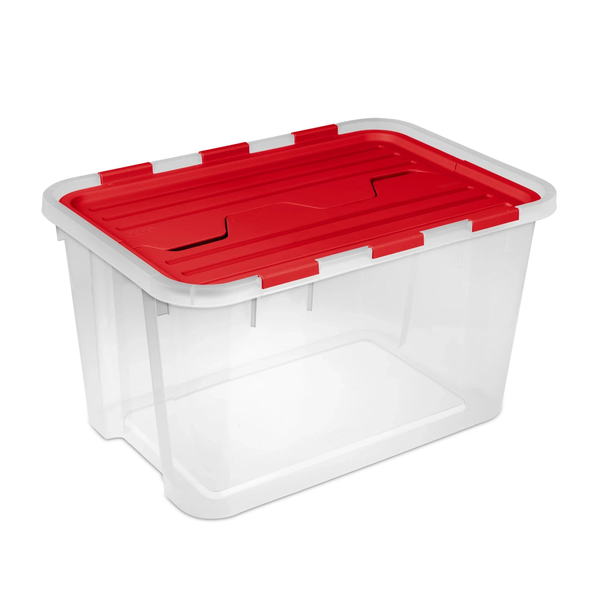 Sterilite 4 Pack 60 Qt Hinged Lid Ornament Storage Box with Dividers, Rocket Red
