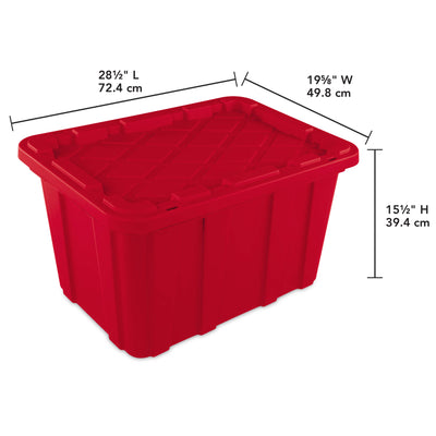 Sterilite 24 Pack 27 Gal Industrial Storage Tote with Snap Fit Lids, Rocket Red