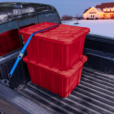 Sterilite 12 Pack 27 Gal Industrial Storage Tote with Snap Fit Lids, Rocket Red