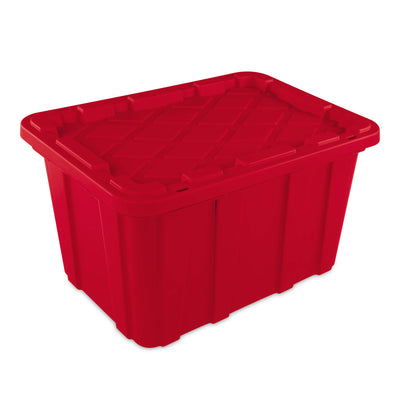 Sterilite 24 Pack 27 Gal Industrial Storage Tote with Snap Fit Lids, Rocket Red