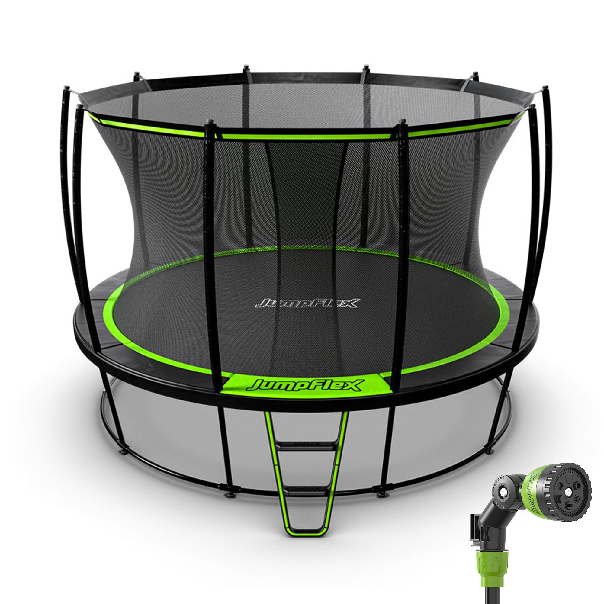 JumpFlex HERO 12' Trampoline Outdoor Set with AquaJet Multi-Spray Sprinkler Hose - VMInnovations
