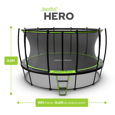 JumpFlex HERO 15' Trampoline Outdoor Set with AquaJet Multi-Spray Sprinkler Hose - VMInnovations