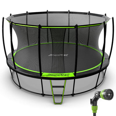 JumpFlex HERO 15' Trampoline Outdoor Set with AquaJet Multi-Spray Sprinkler Hose - VMInnovations