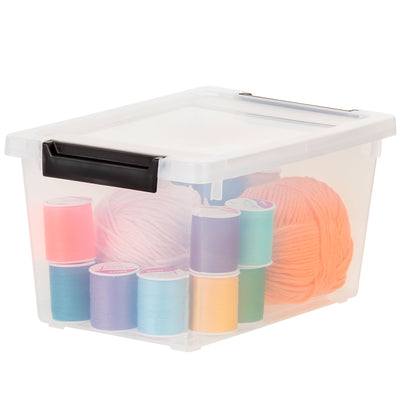 IRIS USA 1 Qt Storage Bins, Plastic Stackable Organizers w/ Lids, Clear, 6 Pack - VMInnovations