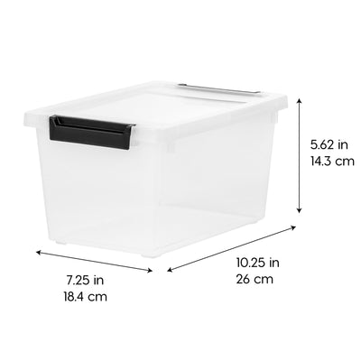 IRIS USA 1 Qt Storage Bins, Plastic Stackable Organizers w/ Lids, Clear, 6 Pack - VMInnovations