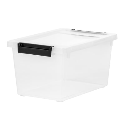 IRIS USA 1 Qt Storage Bins, Plastic Stackable Organizers w/ Lids, Clear, 6 Pack - VMInnovations