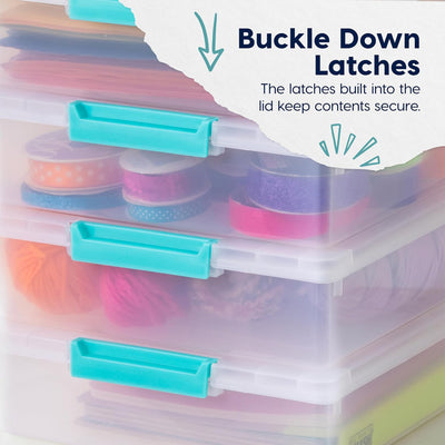 IRIS USA 6 Qt Storage Bins, Plastic Stackable Organizers w/ Lids, Clear, 4 Pack - VMInnovations