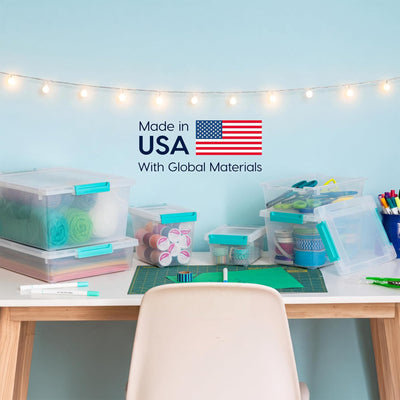 IRIS USA 6 Qt Storage Bins, Plastic Stackable Organizers w/ Lids, Clear, 4 Pack - VMInnovations