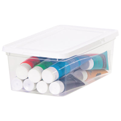 IRIS USA Storage Bins with Lids, Stackable Clear Plastic Box, 20-Pack, 6 Qt - VMInnovations