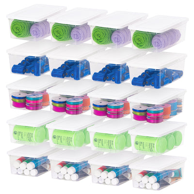 IRIS USA Storage Bins with Lids, Stackable Clear Plastic Box, 20-Pack, 6 Qt - VMInnovations