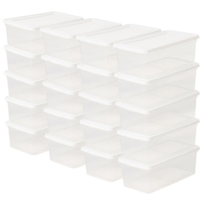 IRIS USA Storage Bins with Lids, Stackable Clear Plastic Box, 20-Pack, 6 Qt (Open Box)
