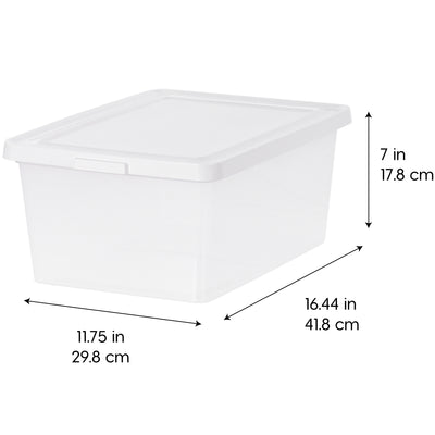 IRIS USA Storage Bins with Lids, Stackable Clear Plastic Box, 12-Pack, 17 Qt - VMInnovations