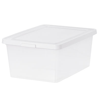 IRIS USA Storage Bins with Lids, Stackable Clear Plastic Box, 12-Pack, 17 Qt - VMInnovations